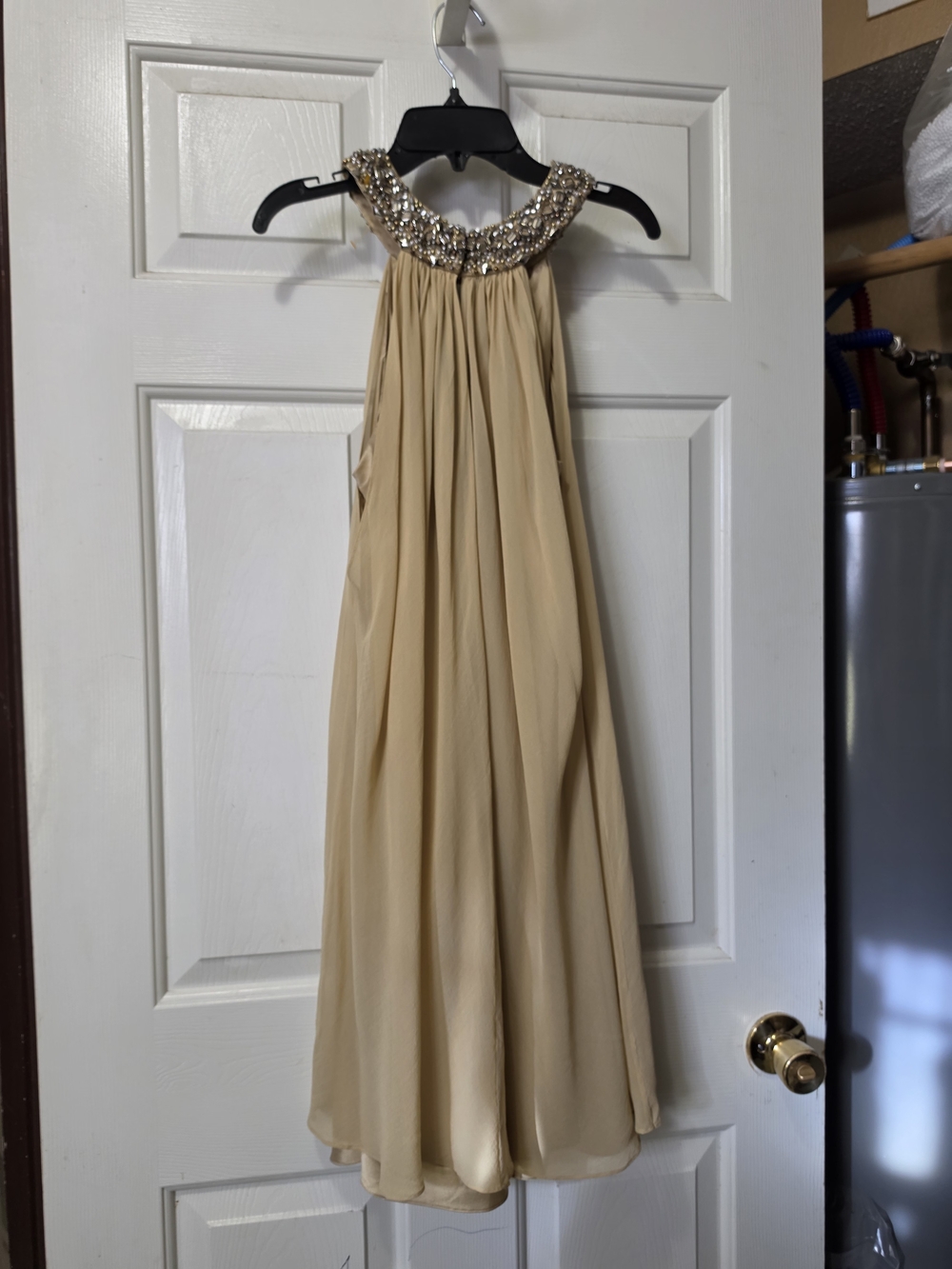 Marc Bouwer women Beaded Halter Formal Dress - Champagne Beige